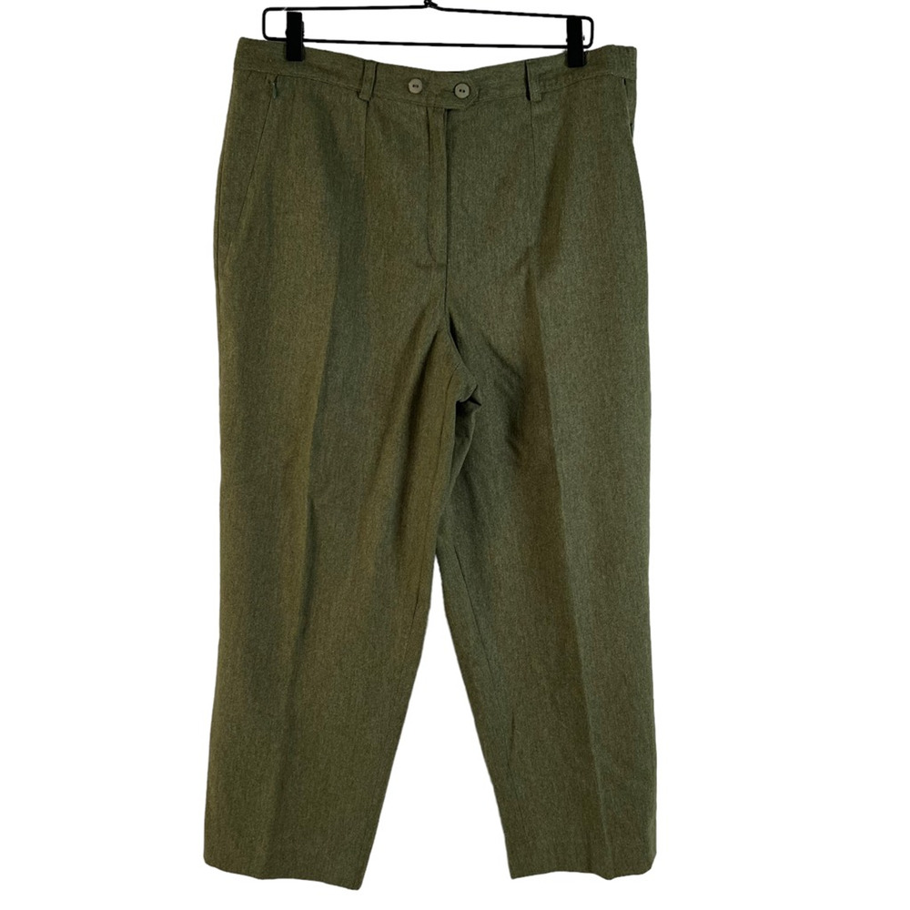 Philosophy Womens Capri Pants Green High Rise Pleated Pockets Career Solid S